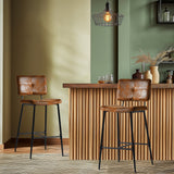 Set mit 2 industriellen Barhockern mit Wildlederrücken – POMONA BAR