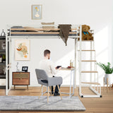 2 -seerer Mezzanine -Bett (140x200) mit Lattenboxen mit industriellem Weiß- und Holzstil (Matratze nicht enthalten) - Up