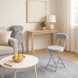 Set von 4 Klappstühlen/Stühlen, runder Sitz im Stoff Fellfell Grau - Ernst