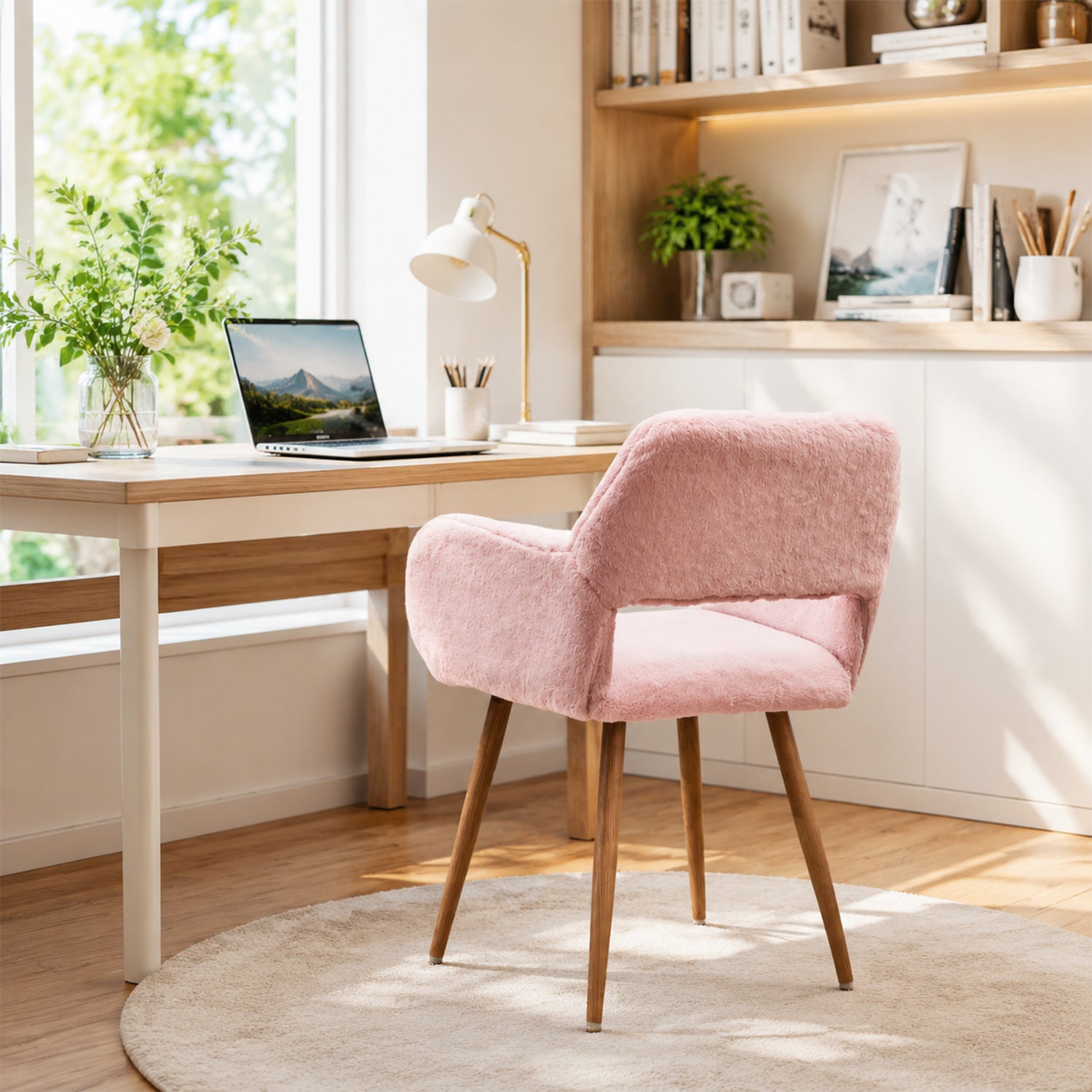 Scandinavian dining chair with black fabric armrests - CROMWELL BLACK Ⅰ