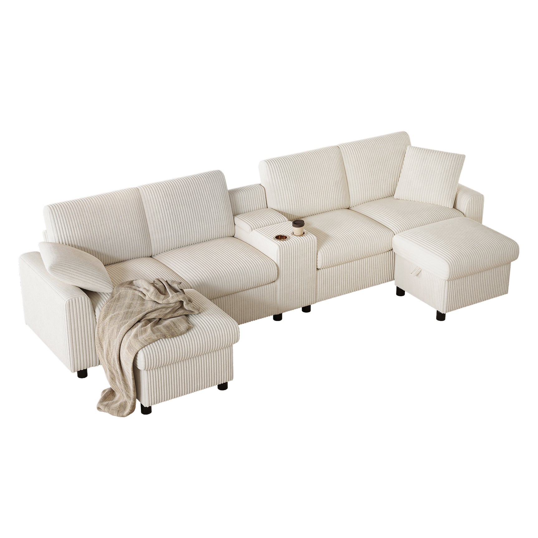 2-Sitzer-Sofa aus beigem Stoff im skandinavischen Stil – AHBARM