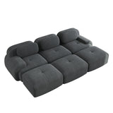 Ensemble de canapés avec accoudoirs incurvés et base antidérapante en tissu velours côtelé doux pour le salon, gris, siège 3 + tabouret 3