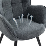 Fauteuil scandinave avec accoudoirs en tissu gris foncé à surpiqûres - FUNKEL