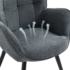 Fauteuil scandinave avec accoudoirs en tissu gris foncé à surpiqûres - FUNKEL