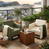 Lot de 2 fauteuil de détente 1 place canapé pour salon, fauteuil avec emballage en velours côtelé vert&beige - KARIA