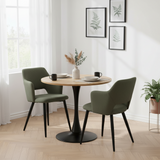 Round Table Table Table Table Timber Ø80 cm with 4 black velvet chairs, modern and comfortable style