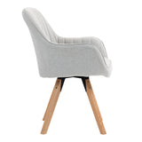 Set di 6 comode sedie per sala da pranzo in tessuto beige, girevoli a 360° - CARSON FABRIC BEIGE 6PZ