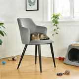 Lot de 4 chaises de salle à manger scandinaves avec accoudoirs en tissu résistant aux animaux et assise rembourrée, gris - AKANJI CC