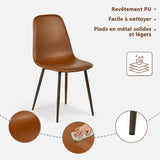 Lot de 2 chaises de salle à manger industriel en PU avec pieds en métal noir, marron - CHARLTON PU