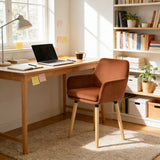 Lot de 2 chaises de salle à manger de style scandinave avec pieds en bois et accoudoirs en velours côtelé rouge - ELIA