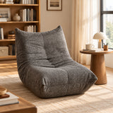 Loungesessel mit Armlehnen aus beigem Cord – DOMCO