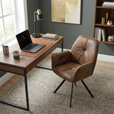 Lot de 2 chaises de salle à manger confortables en suédine avec accoudoirs - CALF SUEDE BROWN