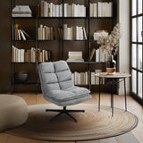 Poltrona relax pieghevole senza braccioli in tessuto grigio, girevole a 360° - AESTON