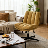 Drehbarer, verstellbarer Freizeitsessel mit Armlehnen aus beigem Cord – DUROTHIL