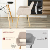 Lot de 6 fauteuils de salle à manger scandinaves avec accoudoirs en tissu beige - CROMWELL