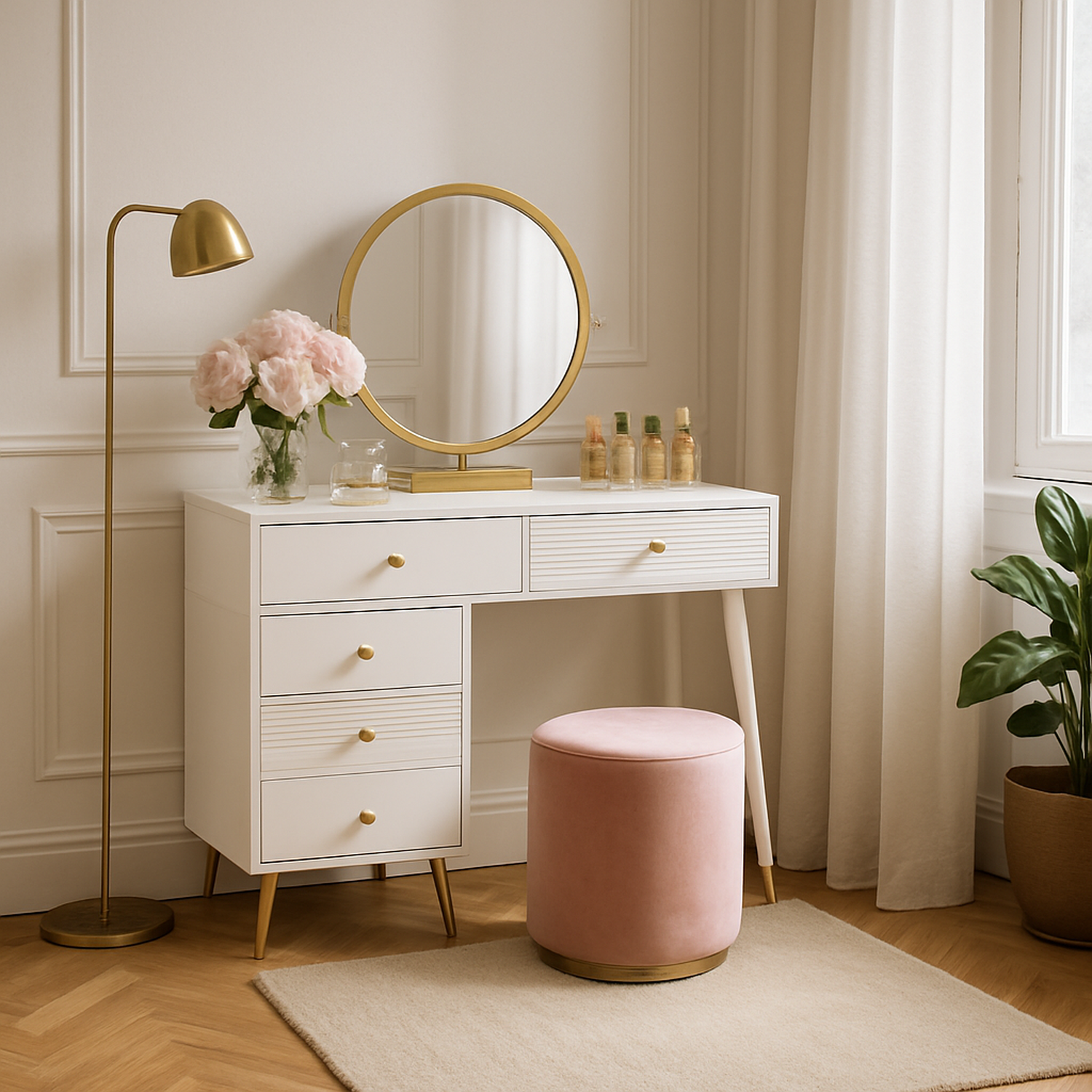 Ensemble coiffeuse élégante avec miroir HD rétroéclairé par LED, meuble latéral réglable et tiroir coulissant, 100 x 40 x 78 cm