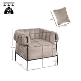 Fauteuil lounge avec accoudoirs en velours côtelé taupe clair - DOMCO