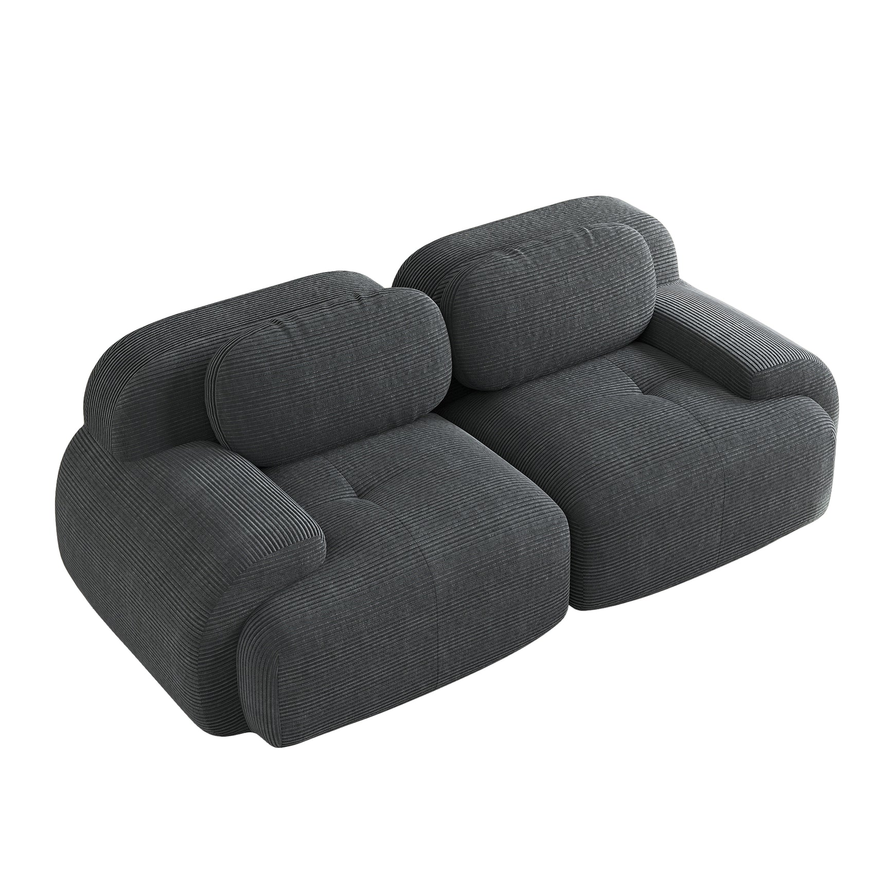 2-Sitzer-Schlafsofa aus dunkelgrauem Stoff mit Seitentaschen, modernes Schlafsofa