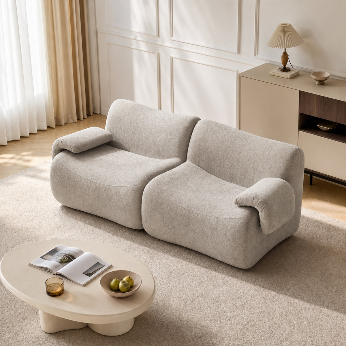 Canapé modulaire chenille gris 2 places