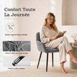 Lot de 2 fauteuils de salle à manger scandinaves avec accoudoirs en velours côtelé gris - CROMWELL CORDUROY