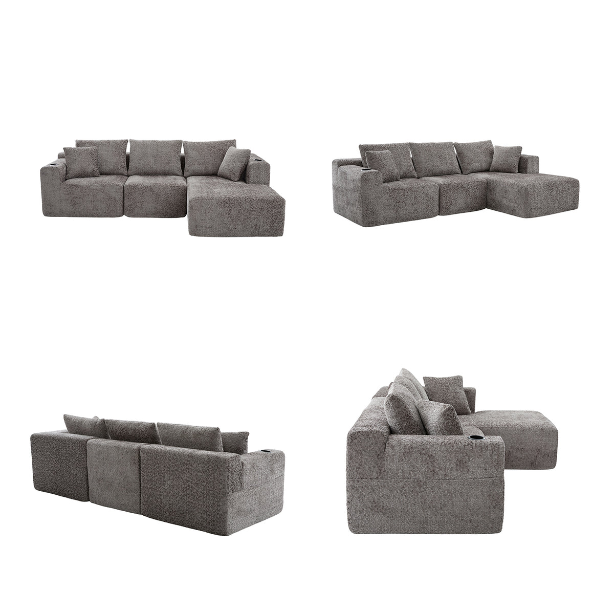 2-Sitzer-Schlafsofa aus dunkelgrauem Stoff mit Seitentaschen, modernes Schlafsofa
