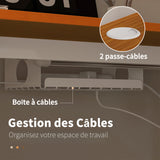 Table de bureau électrique réglable en hauteur 120x60x72-116 cm Stehtisch avec anti-collision, boîte à câbles et crochets, finition bois naturel