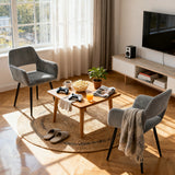 Lot de 4 fauteuils de salle à manger scandinaves avec accoudoirs en velours côtelé gris - CROMWELL CORDUROY