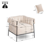 Fauteuil lounge avec accoudoirs en velours côtelé beige - DOMCO