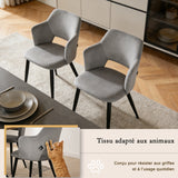 Ensemble de salle à manger de style scandinave composé d'une table ronde en chêne et de 2 fauteuils en tissu gris