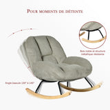 Fauteuil à bascule scandinave en velours côtelé avec accoudoirs pour salon ou chambre à coucher, gris - LITHOPS