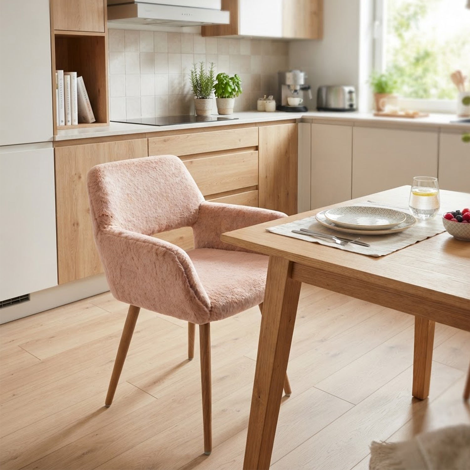 Scandinavian dining chair with black fabric armrests - CROMWELL BLACK Ⅰ