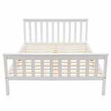 Lit double 140x200 cm en bois massif de pin blanc avec sommier à lattes – Design robuste et élégant pour adultes et enfants (sans matelas)