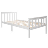 Einzelbett 90x200 cm weiß aus massivem Kiefernholz mit Lattenrost und Kopfteil (ohne Matratze)
