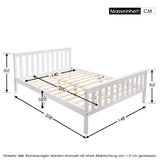 Lit double 140x200 cm en bois massif de pin blanc avec sommier à lattes – Design robuste et élégant pour adultes et enfants (sans matelas)