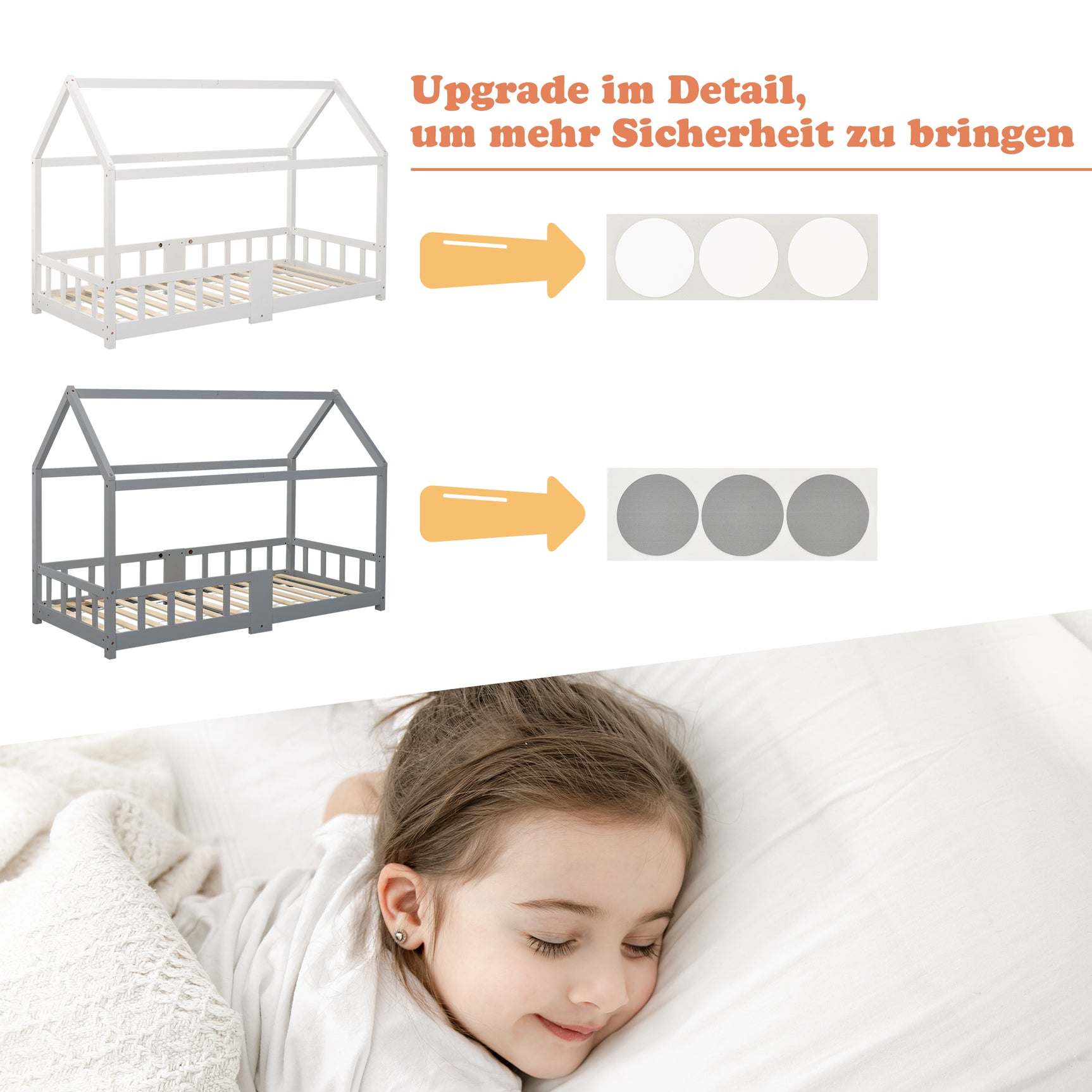 Lit cabane enfant 90x200 cm gris en bois massif avec tableau noir, sommier à lattes et barrières de sécurité, sans matelas