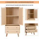 Estilo moderno de buffet de madera con puertas y cajones de ratán - 60 x 40 x 120 cm