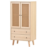 Estilo moderno de buffet de madera con puertas y cajones de ratán - 60 x 40 x 120 cm