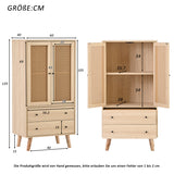 Estilo moderno de buffet de madera con puertas y cajones de ratán - 60 x 40 x 120 cm