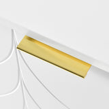 Sideboard moderne à motifs de fleurs 127×45×75cm Commode blanche avec pieds et poignées dorées 2 étagères 6 compartiments pour salon chambre à coucher et salle de bains