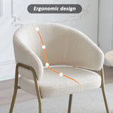 Lot de 6 chaises de salle à manger modernes en tissu effet laine blanche avec pieds dorés