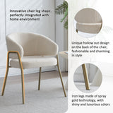 Lot de 6 chaises de salle à manger modernes en tissu effet laine blanche avec pieds dorés