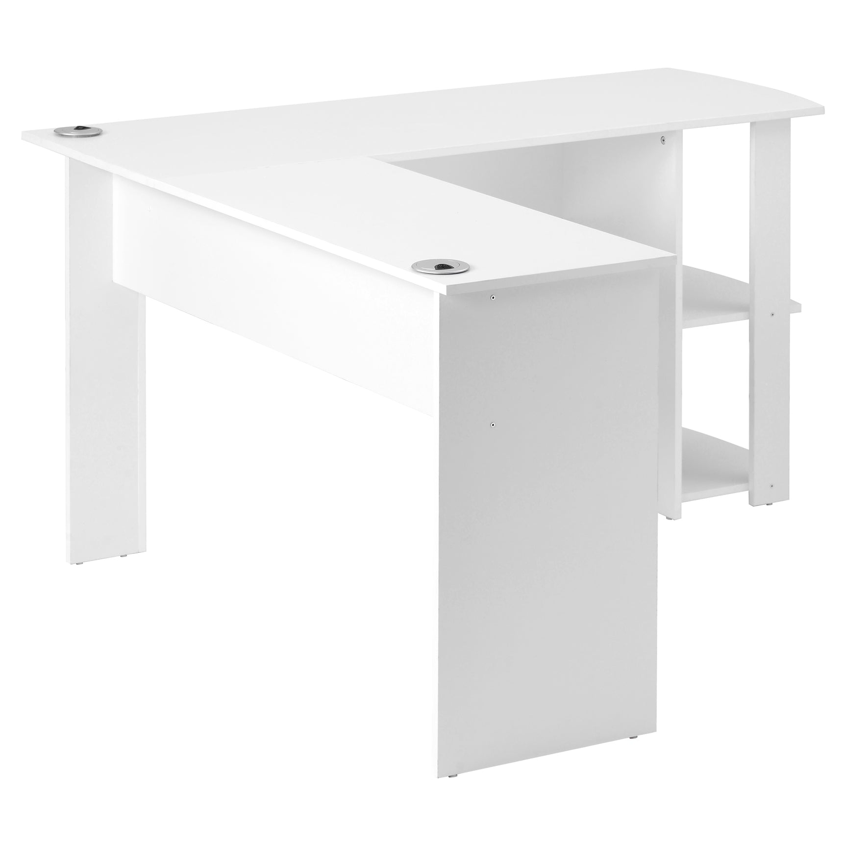 Eckschreibtisch L-forme 140x140x75 cm Computertisch avec 2 étagères, tabletop en contreplaqué blanc pour bureau à domicile