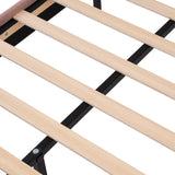 Lit double rembourré LED 140×200 cm en velours rose avec tête de lit réglable et sommier à lattes (sans matelas)