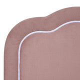 Lit enfant rembourré 90×190 cm avec LED, en velours rose avec tête de lit réglable et sommier à lattes (sans matelas)