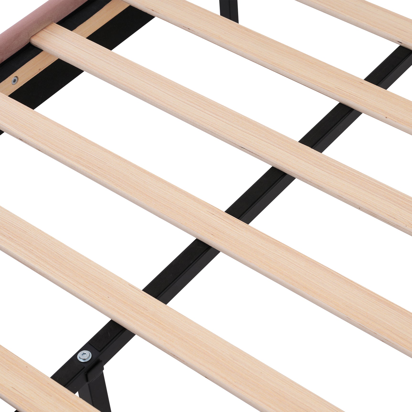 Lit enfant rembourré 90×190 cm avec LED, en velours rose avec tête de lit réglable et sommier à lattes (sans matelas)