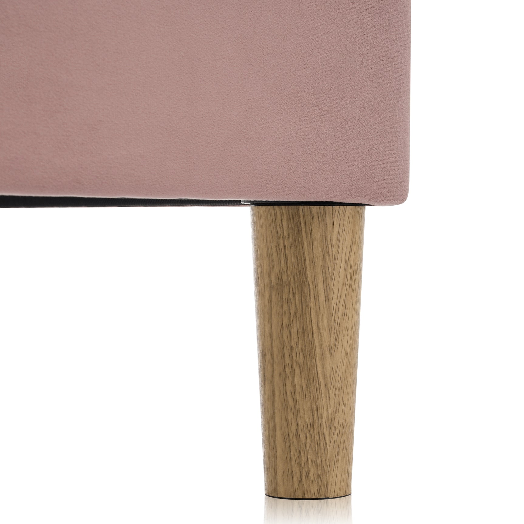 Lit enfant rembourré 90×190 cm avec LED, en velours rose avec tête de lit réglable et sommier à lattes (sans matelas)