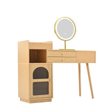 Peluquero moderno con espejo LED de 3 a luz, gran espacio de almacenamiento y gabinete de vidrio lateral, 120x40x90 cm