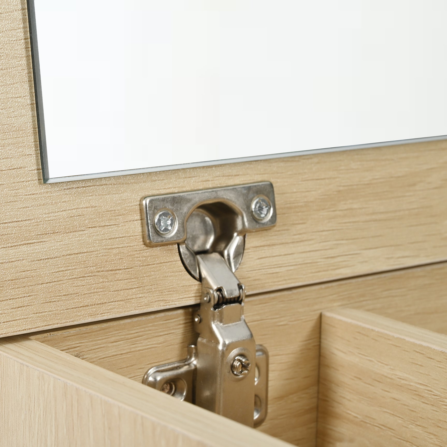 Copeador de madera con espejo plegable, 3 cajones de almacenamiento blanco y diseño blanco - 100x40x78 cm