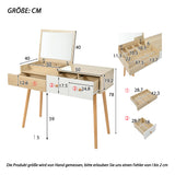 Copeador de madera con espejo plegable, 3 cajones de almacenamiento blanco y diseño blanco - 100x40x78 cm