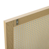 Meuble à chaussures en rotin naturel 80x35x105 cm avec 2 portes, 5 étagères fixes, poignées et pieds en bois massif, idéal pour entrée et couloir